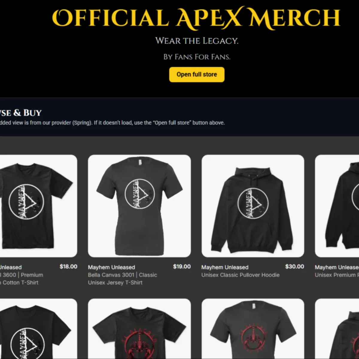 Apex Merch Shop Launched